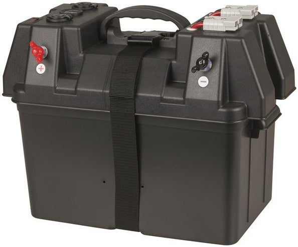 Powertech Battery Box With Voltmeter/ Dual Anderson Plugs/ Dual USB Ch