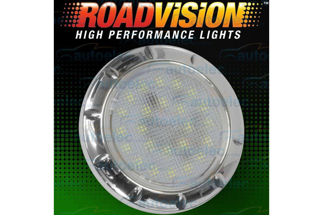 Roadvision 12V LED Interior Lamp Round Recessed - Chrome Bezel