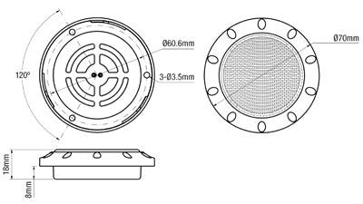 Roadvision 12V LED Interior Lamp Round Recessed - Chrome Bezel