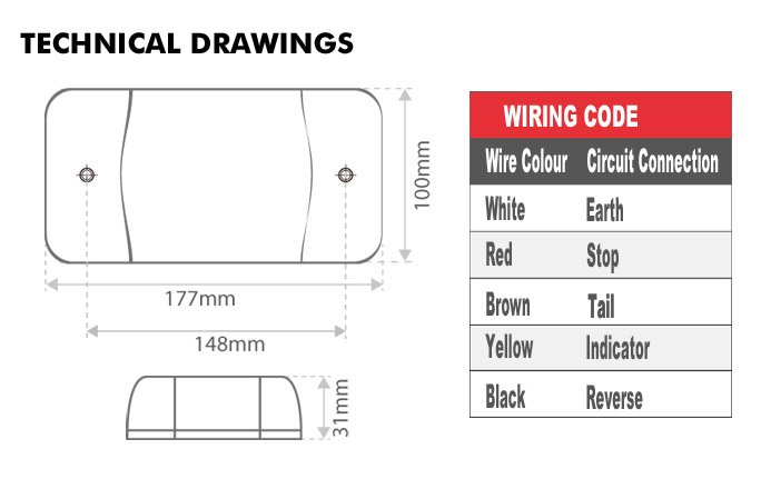 Whitevision 180 Ser 9-33V Smart Clip Rear Indicator Lamp