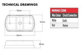 Whitevision 9-33V LED Side Marker Lamp - Amber