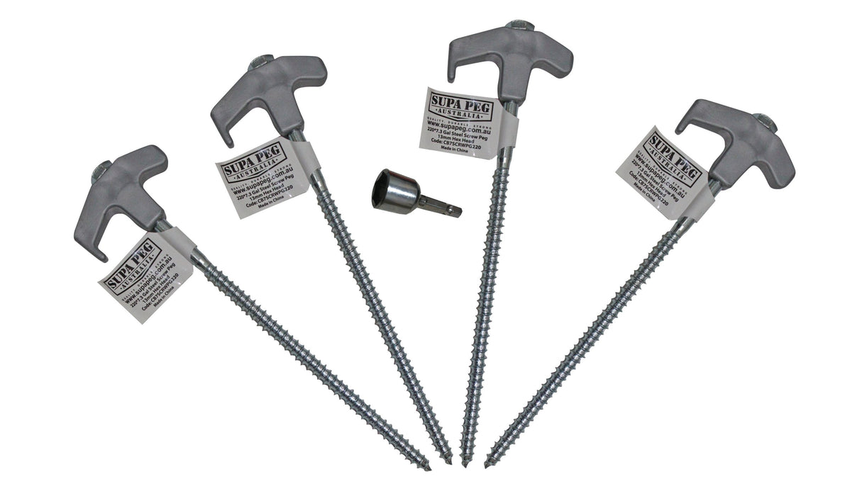 Supa Peg Galvanised Hex Head Steel Screw Peg 4Pk