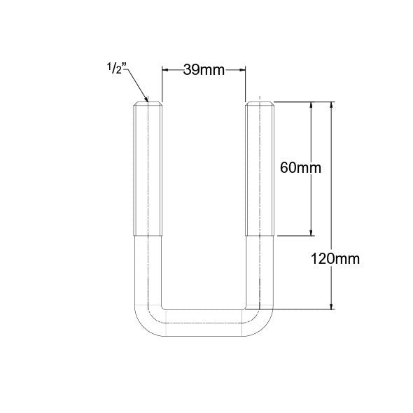 Ark Gal U-Bolts 39X120mm Blister Of 2 With Nylocs